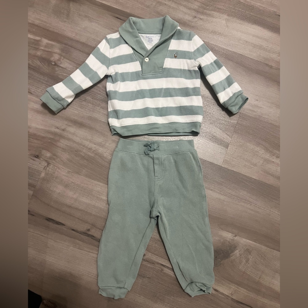 Polo by Ralph Lauren 18 Month Green and White Set